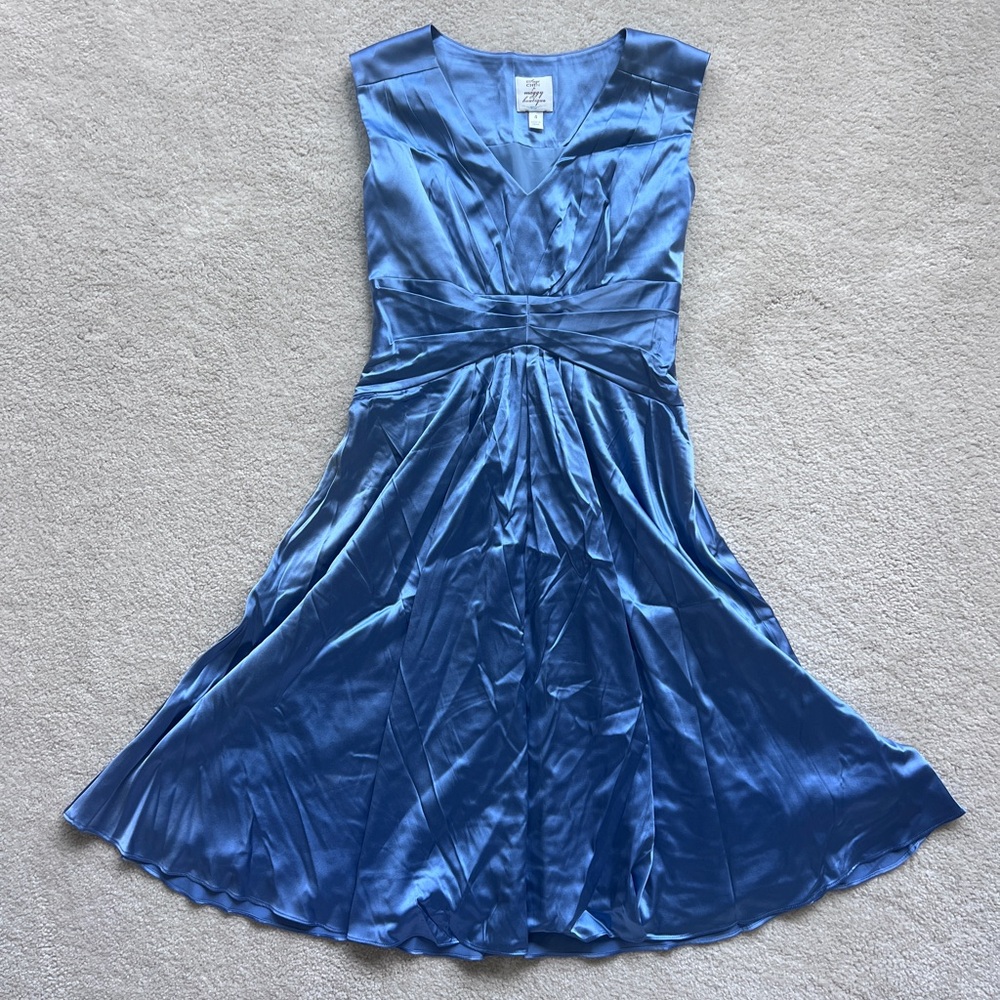 Vintage Elegant Blue Satin Dress